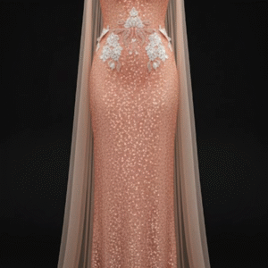 Dress with French tul and uzbek ikat